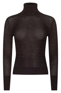 L'Agence Umbra Tissue Weight Cable Turtleneck Dark Java