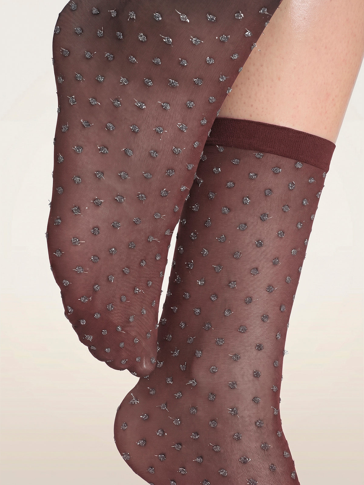 Chaussettes Wolford à pois scintillants Port Royal/argent
