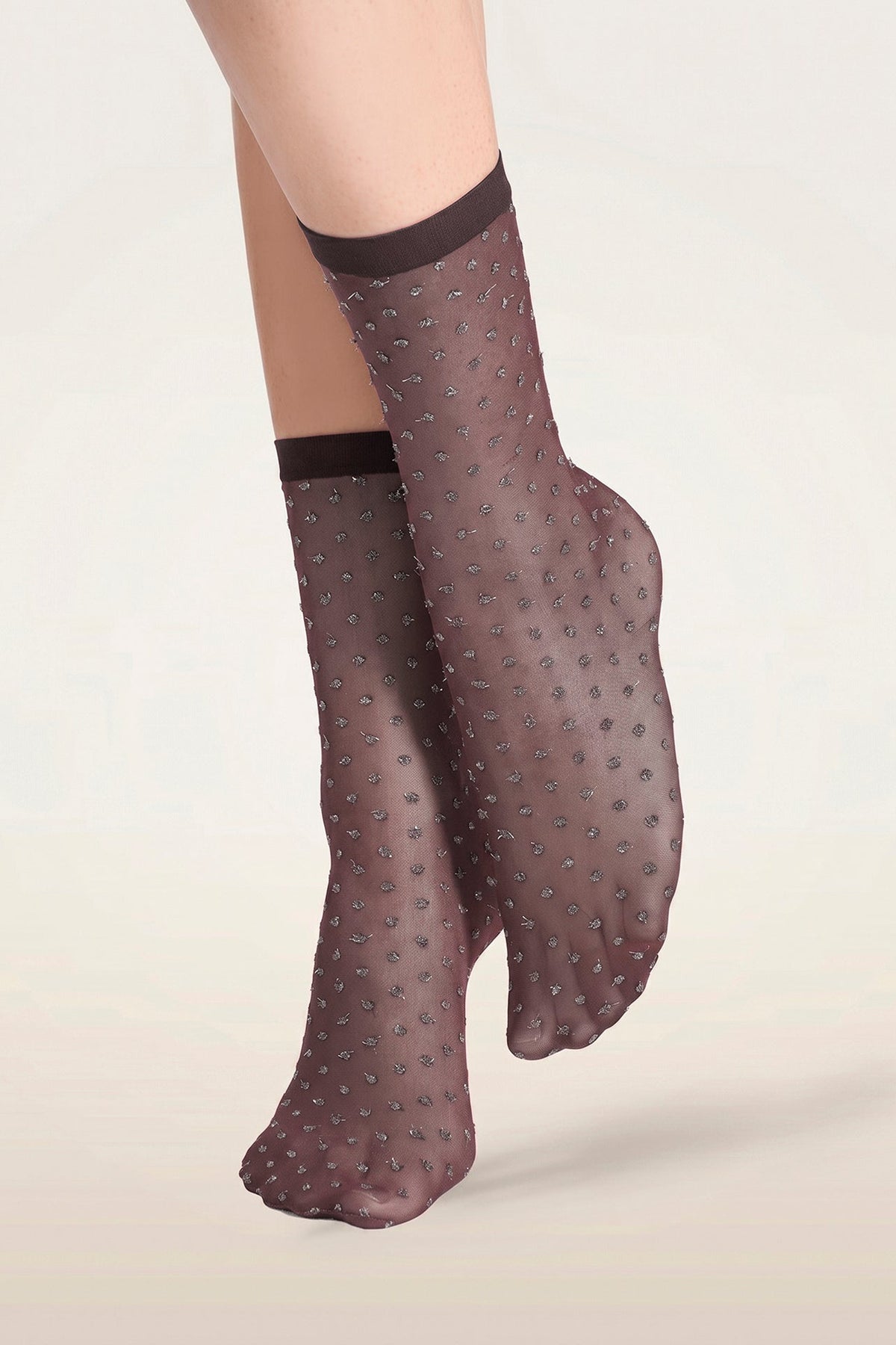 Wolford Shimmer Dots Socks Dark wood/silver