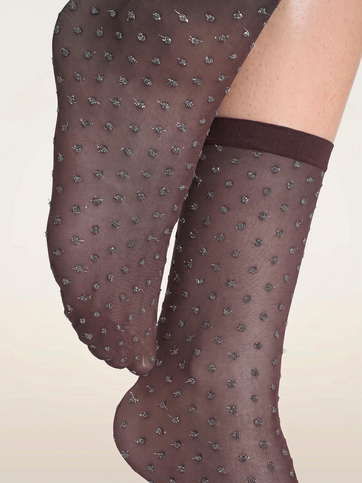 Wolford Shimmer Dots Socks Dark wood/silver