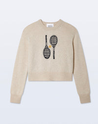 White + Warren Cashmere Tennis Racquet Sweatshirt Soft White Combo