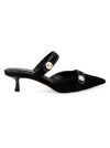 L'Agence Gilliane Mary Jane Black Suede Mule Sandal
