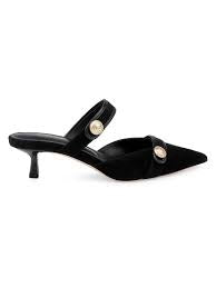 L'Agence Gilliane Mary Jane Black Suede Mule Sandal