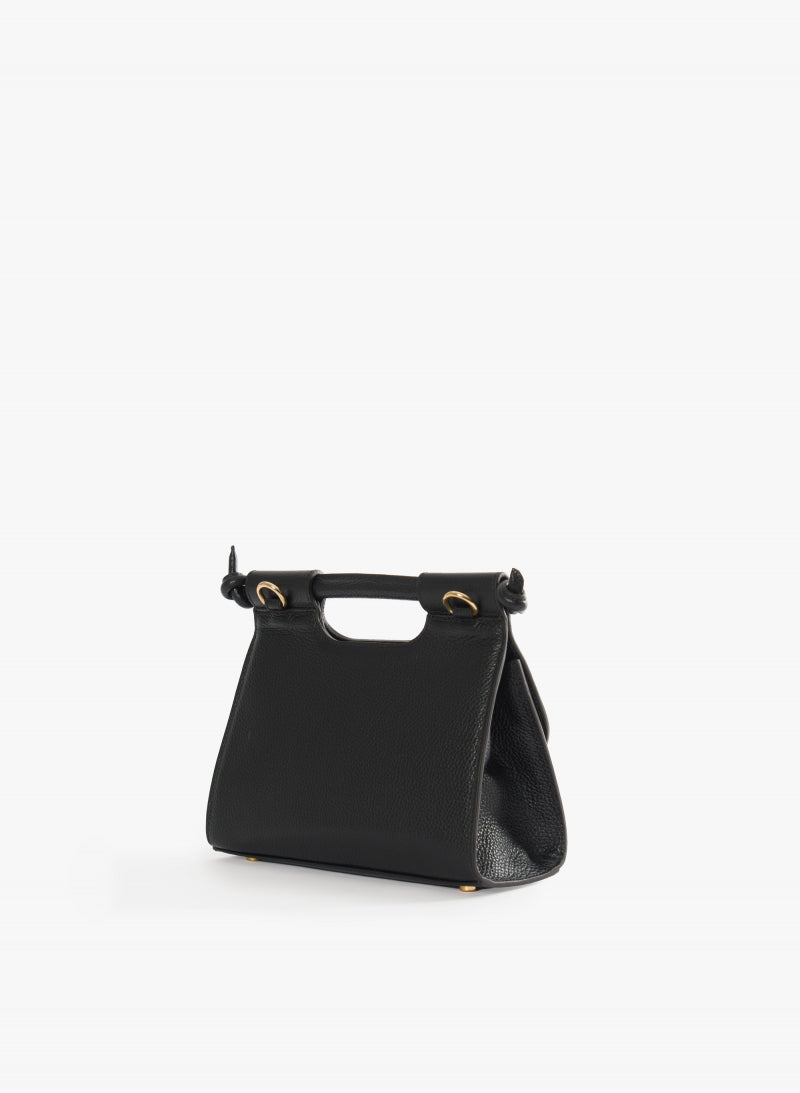 Cinzia Rocca Sac à bandoulière noir en cuir avec poignée intégrée et bandoulière - Noir