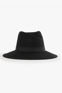 Cinzia Rocca Black Wool Felt Asymmetric Fedora Hat - Black