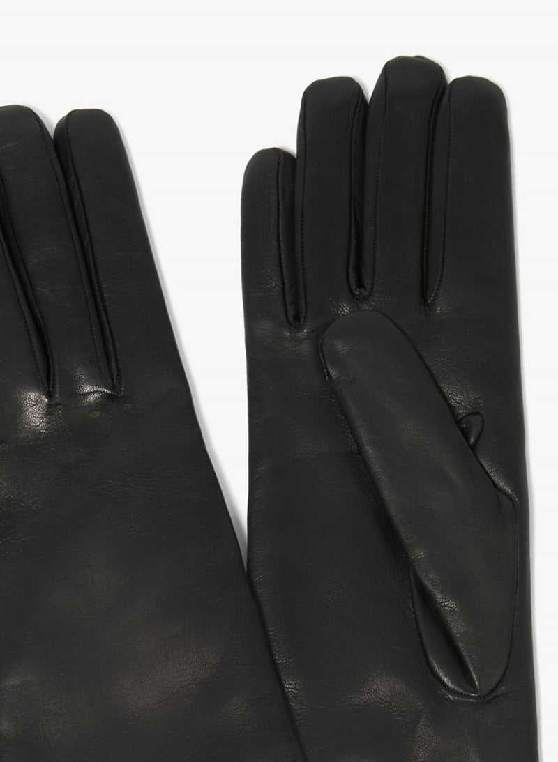 Cinzia Rocca Long Black Nappa Leather Gloves Black