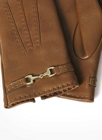 Cinzia Rocca Nappa Leather Gloves with Band and Hook Tobacco