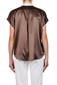 Purotatto Chemise Kimono SS26-023-5018 Coquille d'Œuf-Cacao