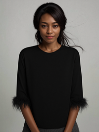 Riani Jumper With Detachable Feather Cuffs