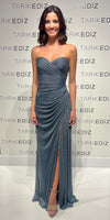 Tarik Ediz Kinsley Іtrapless Metallic Gown