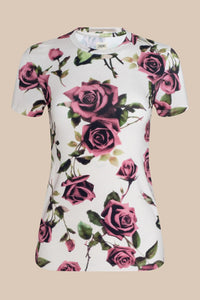 L'Agence Ressi Short-Sleeve Crew Ecru Rose