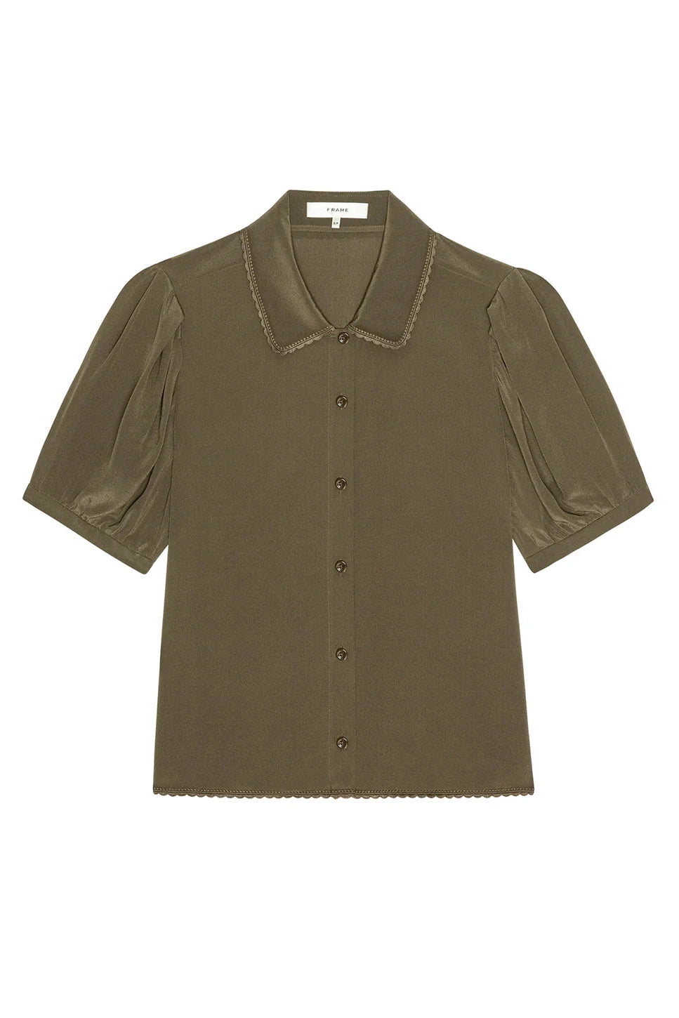 Frame The Silk Prim Blouse - Deep Olive