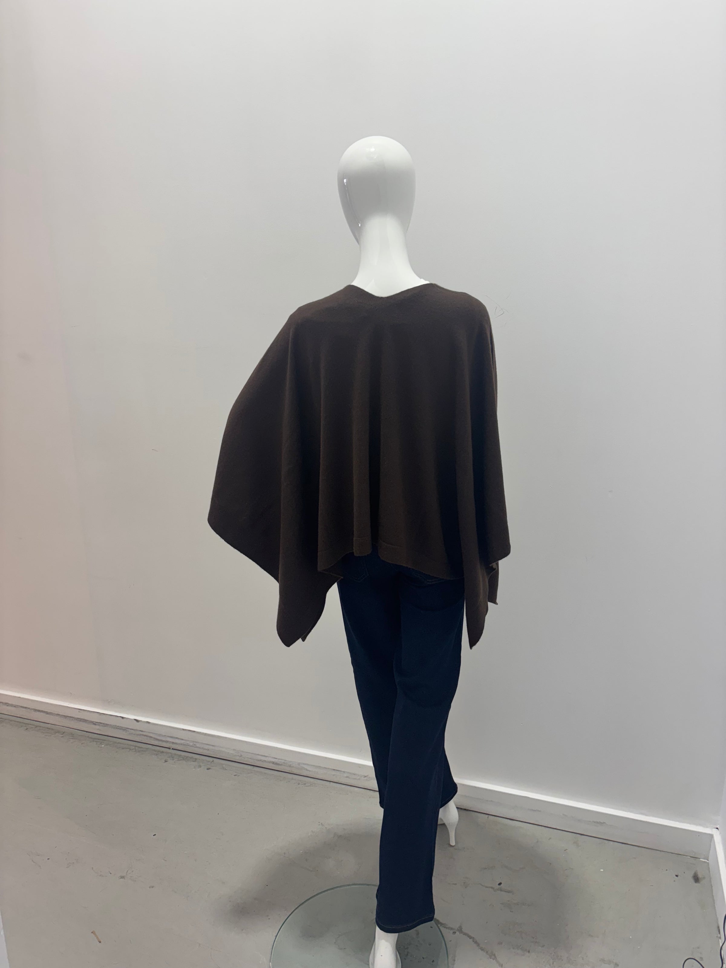 Repeat Organic Cashmere Knitted Poncho Chocolate
