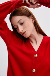 Pissenlit Balloon Sleeve Cashmere Cardigan