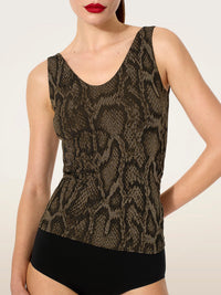 Wolford Shimmering Python T.Sleeveless Olive Python