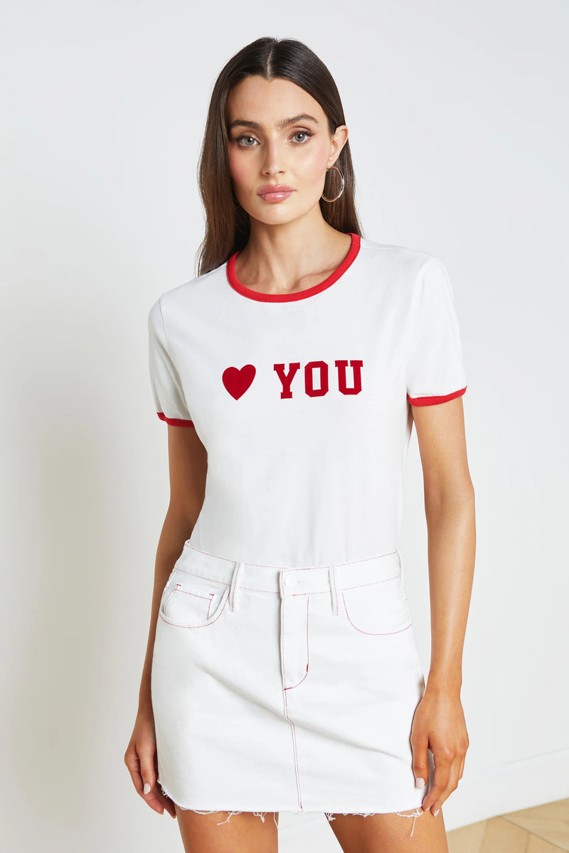 L'Agence Tommie Short Sleeve Crew Neck "I Love You" Tee