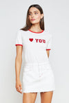 L'Agence Tommie Short Sleeve Crew Neck "I Love You" Tee