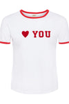 L'Agence Tommie Short Sleeve Crew Neck "I Love You" Tee