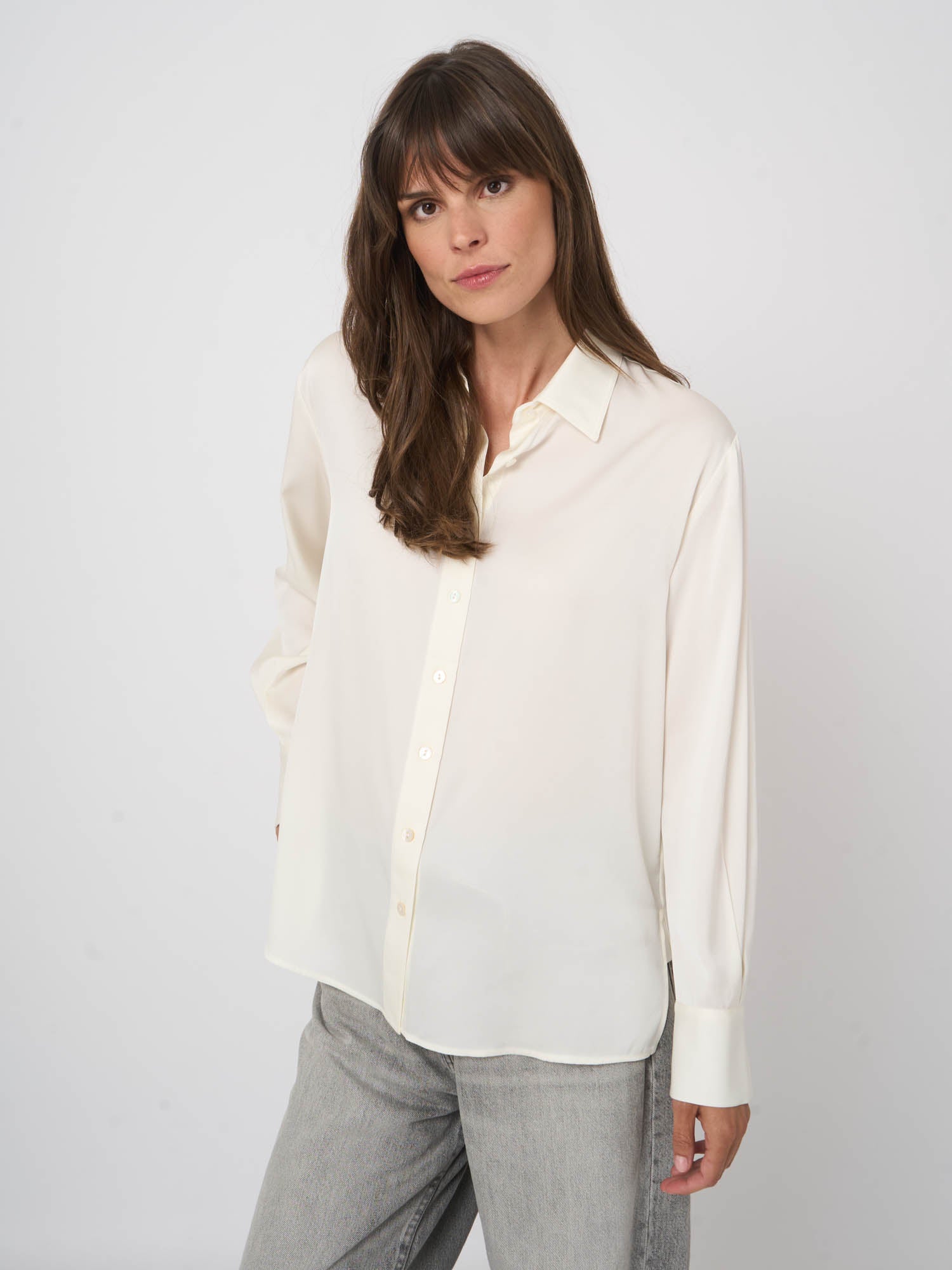 Repeat Silk Shirt With Side Slits Mud