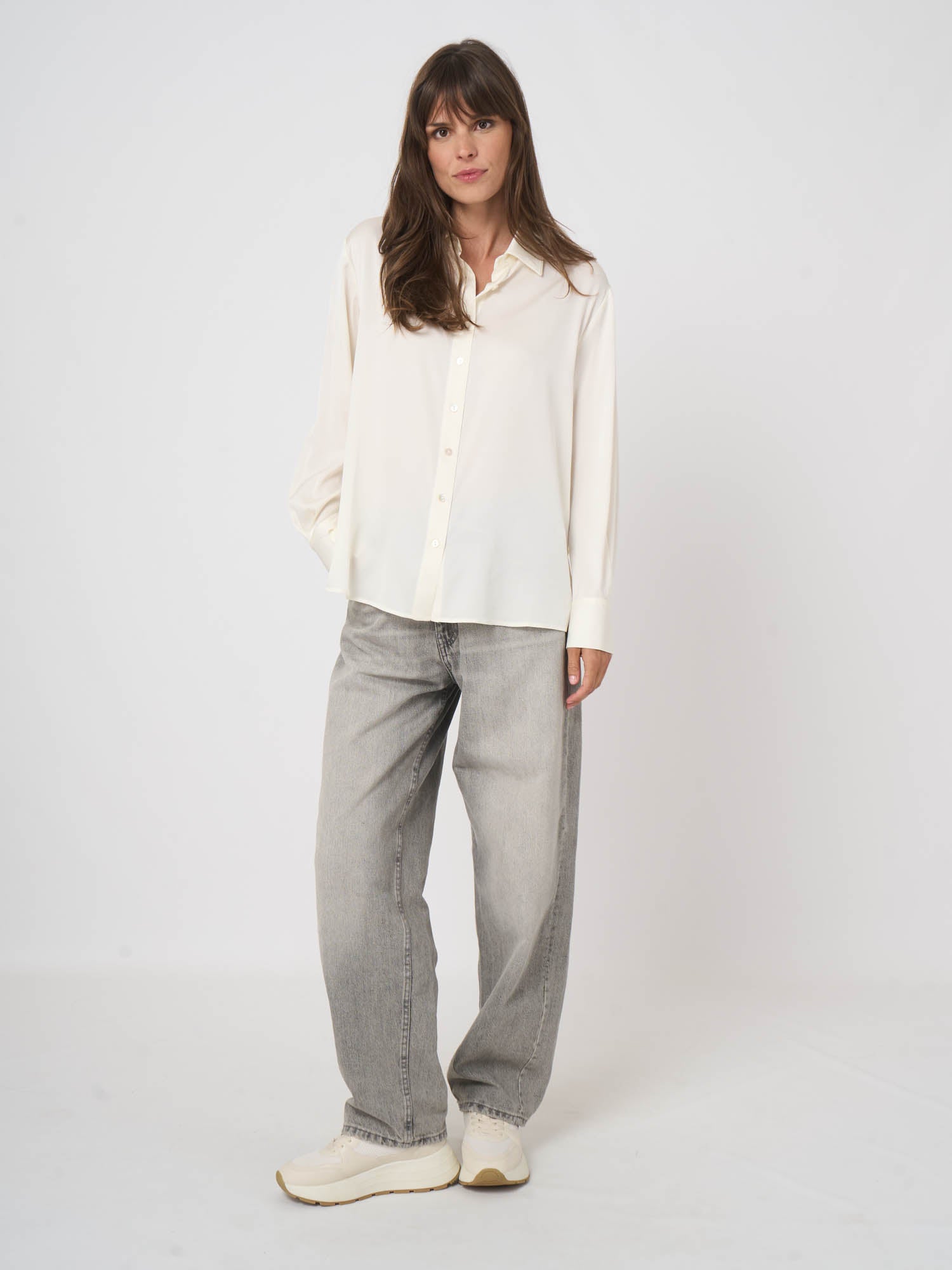 Repeat Silk Shirt With Side Slits Mud
