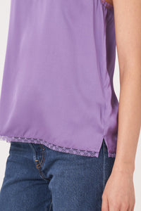 Repeat Silk Lace Trimmed Top