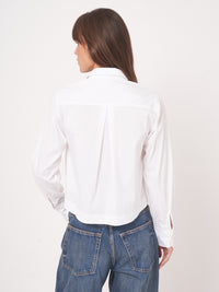 Repeat Cropped Blouse With Oversized Pocket