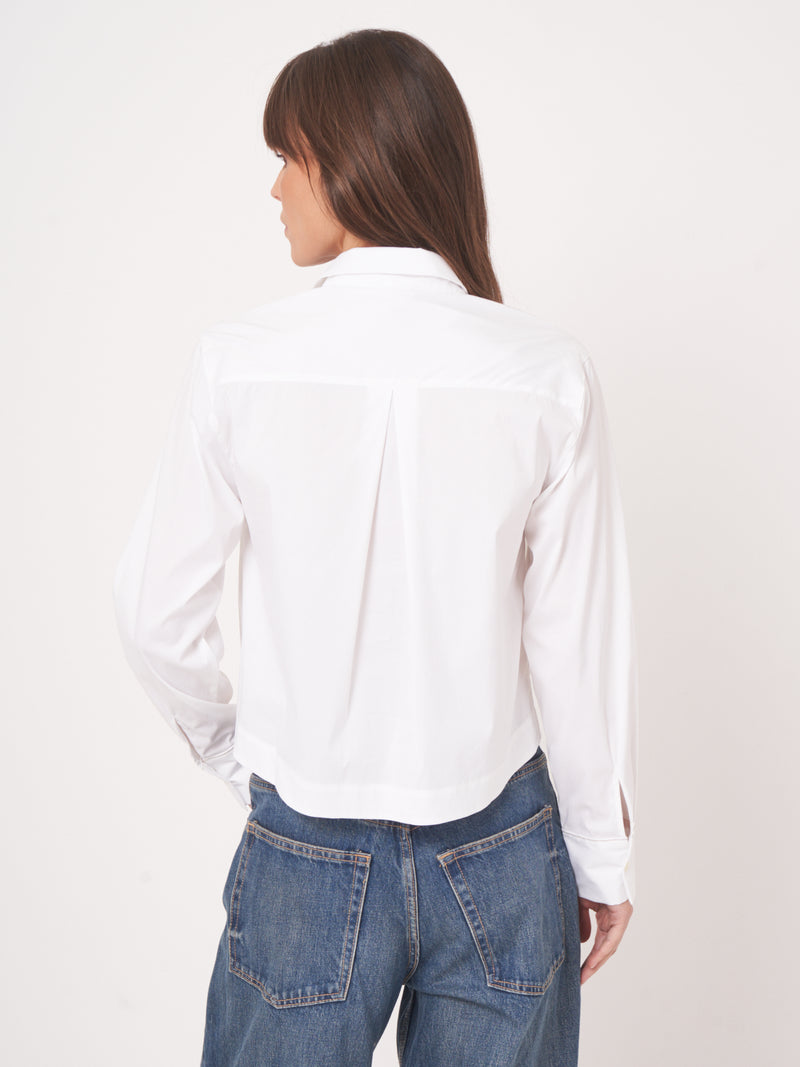 Repeat Cropped Blouse With Oversized Pocket