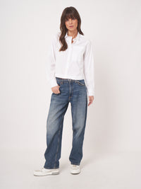 Repeat Cropped Blouse With Oversized Pocket