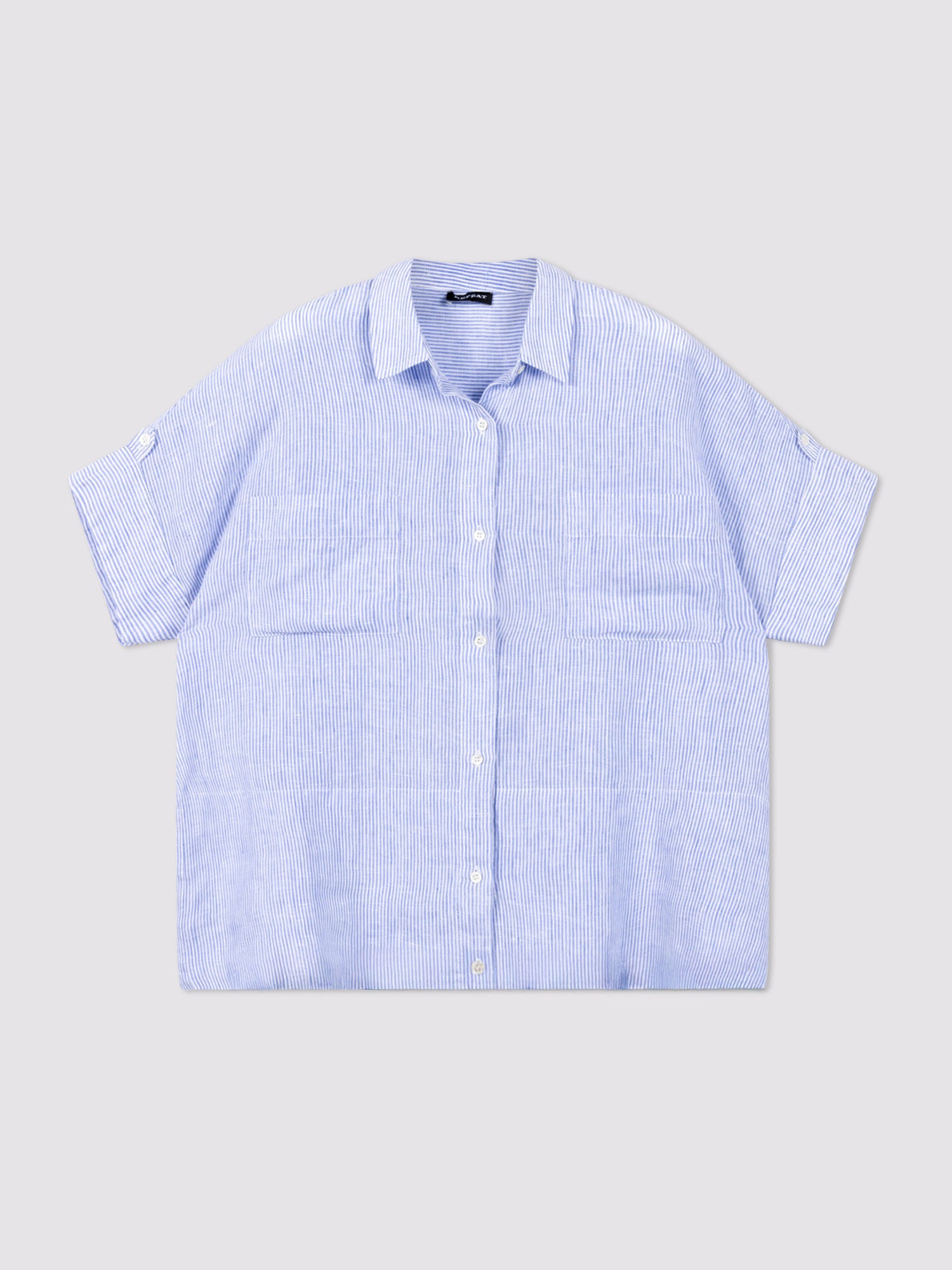Repeat Pure Linen Striped Boxy Blouse