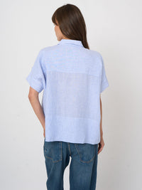 Repeat Pure Linen Striped Boxy Blouse