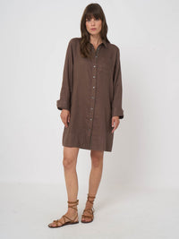 Repeat Pure Linen Blouse Dress Mud