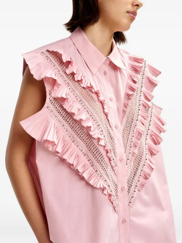Chemise Essentiel Antwerp Jeendarlene Only Frills Rose Coquillage