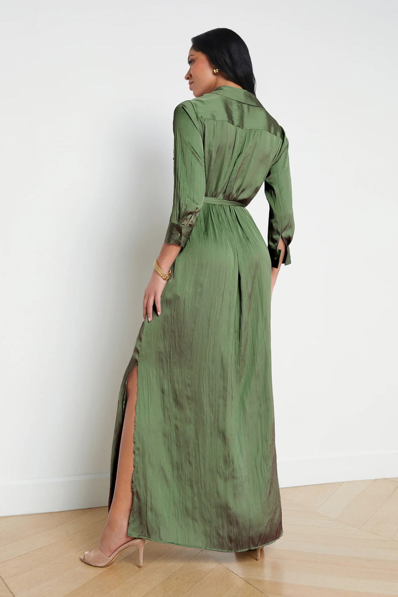 L'Agence Cameron Long Shirt Dress Gown