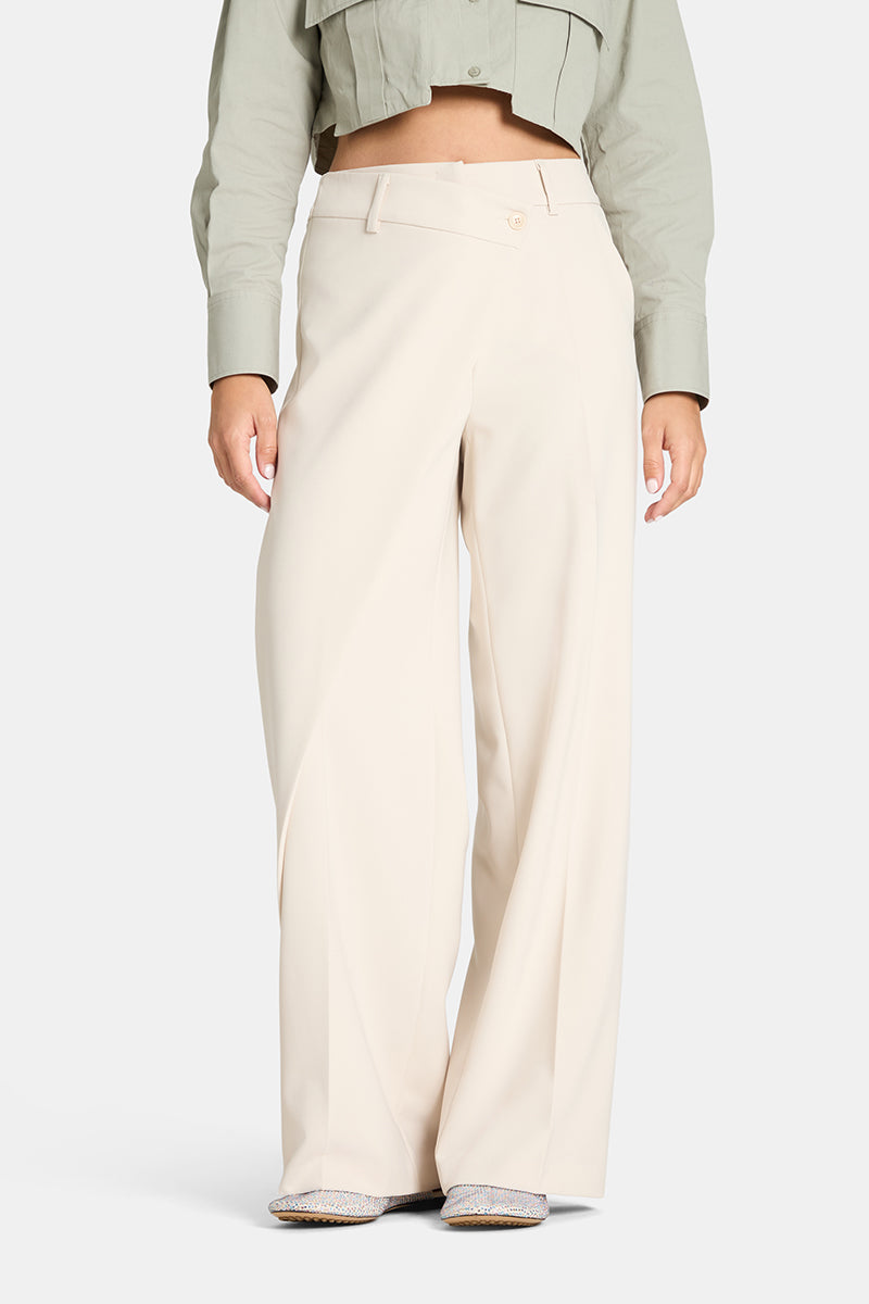 Pantalon fluide ajusté Cambio Anais à nouer devant avec ourlet glacé