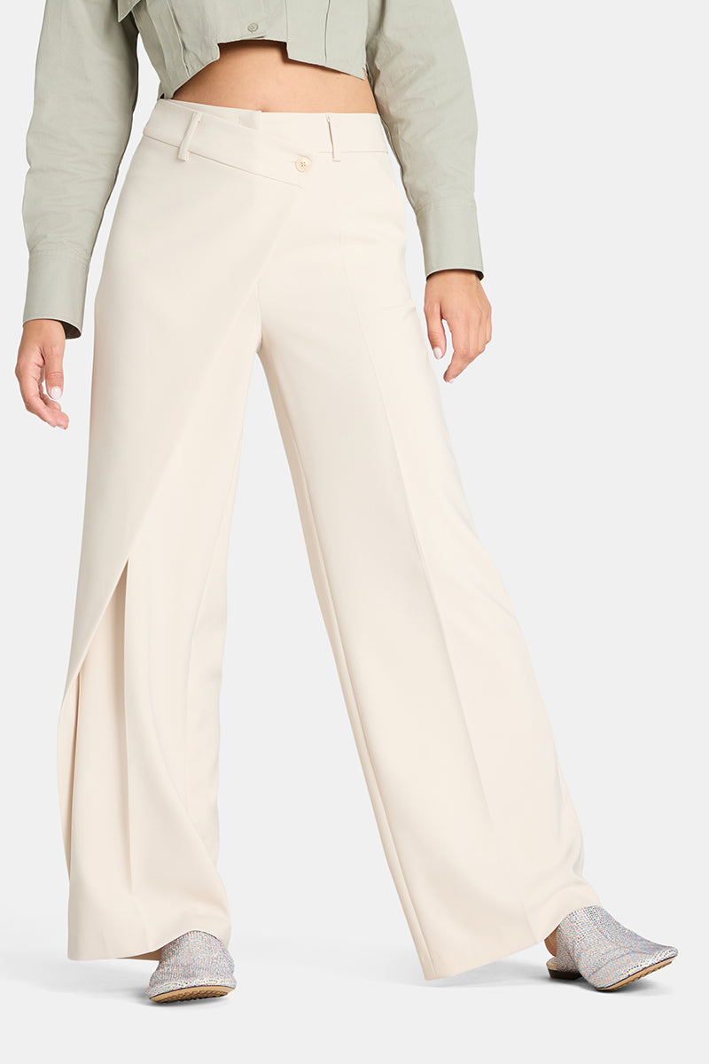Pantalon fluide ajusté Cambio Anais à nouer devant avec ourlet glacé