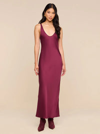 L'Agence Akiya Satin Maxi Dress Merlot Red