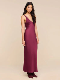 L'Agence Akiya Satin Maxi Dress Merlot Red