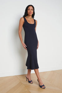 L'Agence Bisous Flared Midi Dress Gown