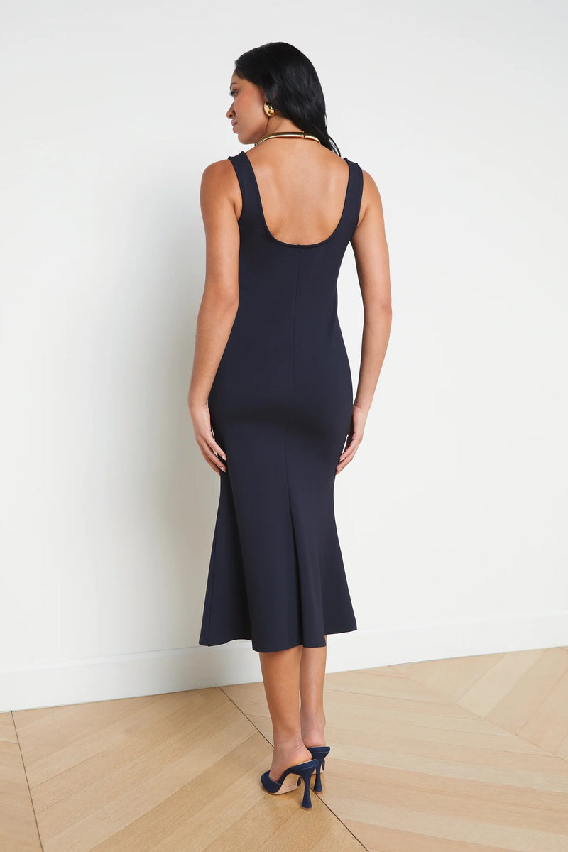 L'Agence Bisous Flared Midi Dress Gown