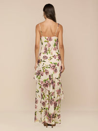 L'Agence Viola Assymetric Cowl Neck Gown Ecru Romantic Rose
