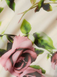 L'Agence Viola Assymetric Cowl Neck Gown Ecru Romantic Rose