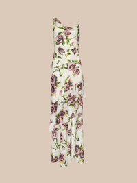 L'Agence Viola Assymetric Cowl Neck Gown Ecru Romantic Rose