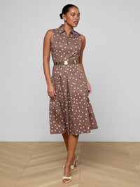 L'Agence Kylo Shirt Dress Cardamom-Ecru Polka Dot