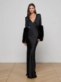 L'Agence Manon Gown with Faux Fur