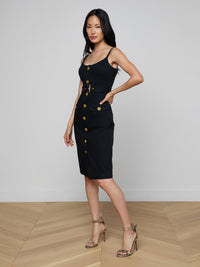 L'Agence Ida Button Front Tank Dress Black