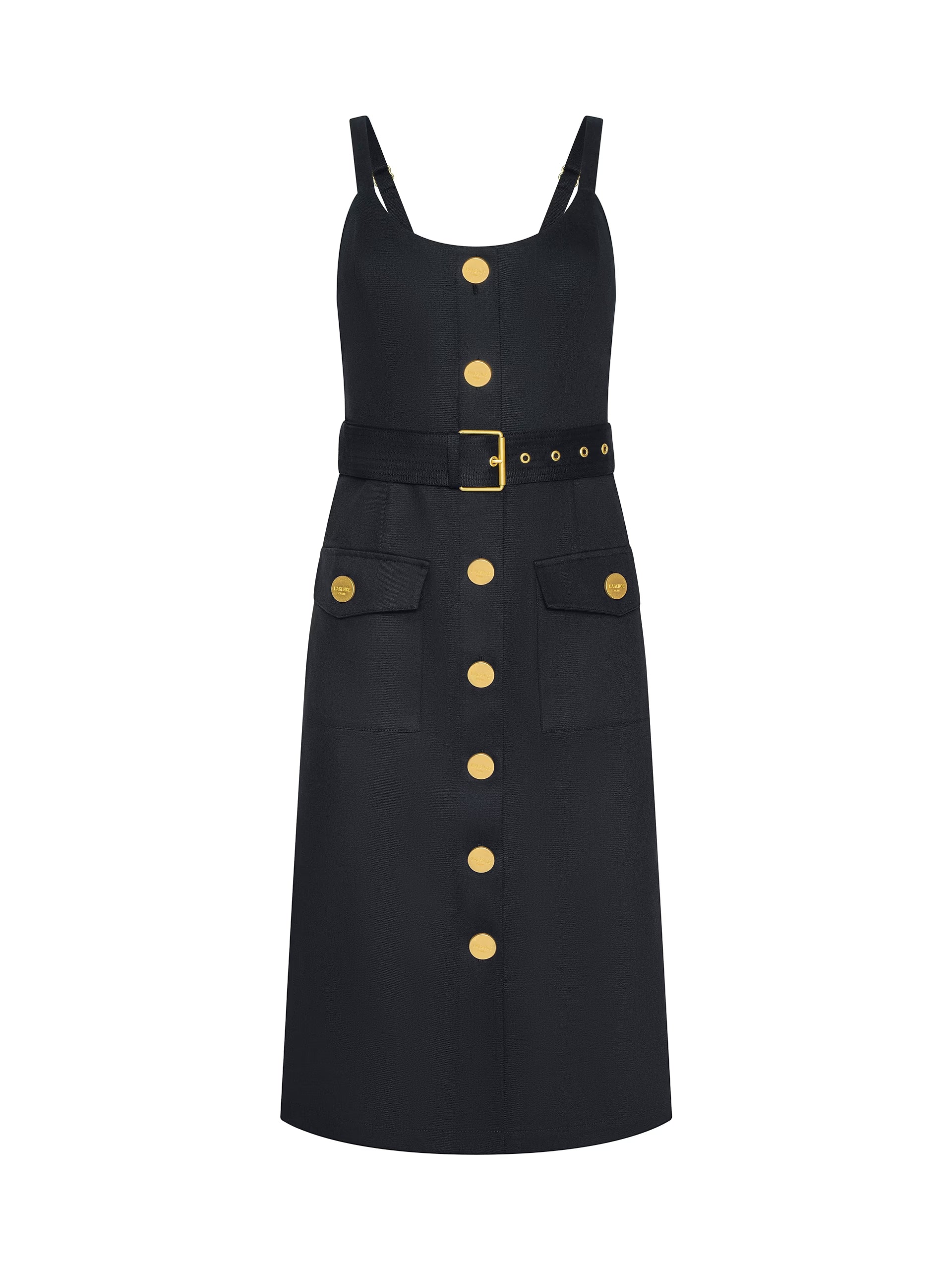 L'Agence Ida Button Front Tank Dress Black