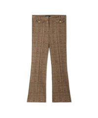 Cambio Fleur Cropped Check - Caramello/Burgundy