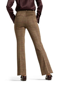 Cambio Fleur Cropped Check - Caramello/Burgundy