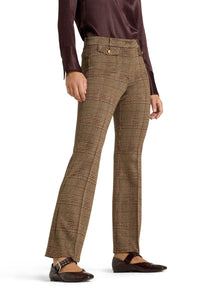 Cambio Fleur Cropped Check - Caramello/Burgundy