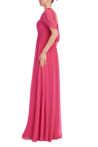 Robe bustier Badgley Mischka avec foulard Magenta